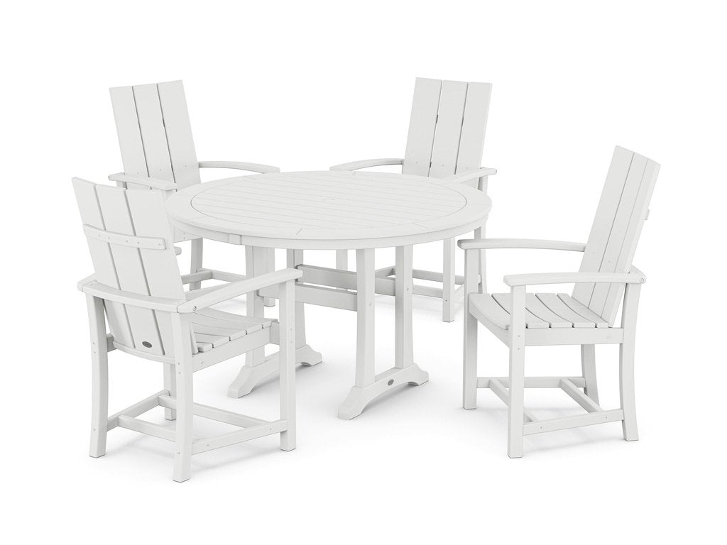 Modern Adirondack 5-Piece Round Dining Set with Trestle Legs Photo