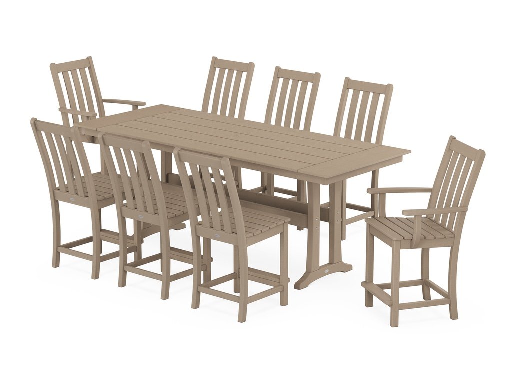 Vineyard 9-Piece Farmhouse Counter Set with Trestle Legs Photo