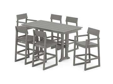 EDGE 7-Piece Farmhouse Bar Set with Trestle Legs Photo