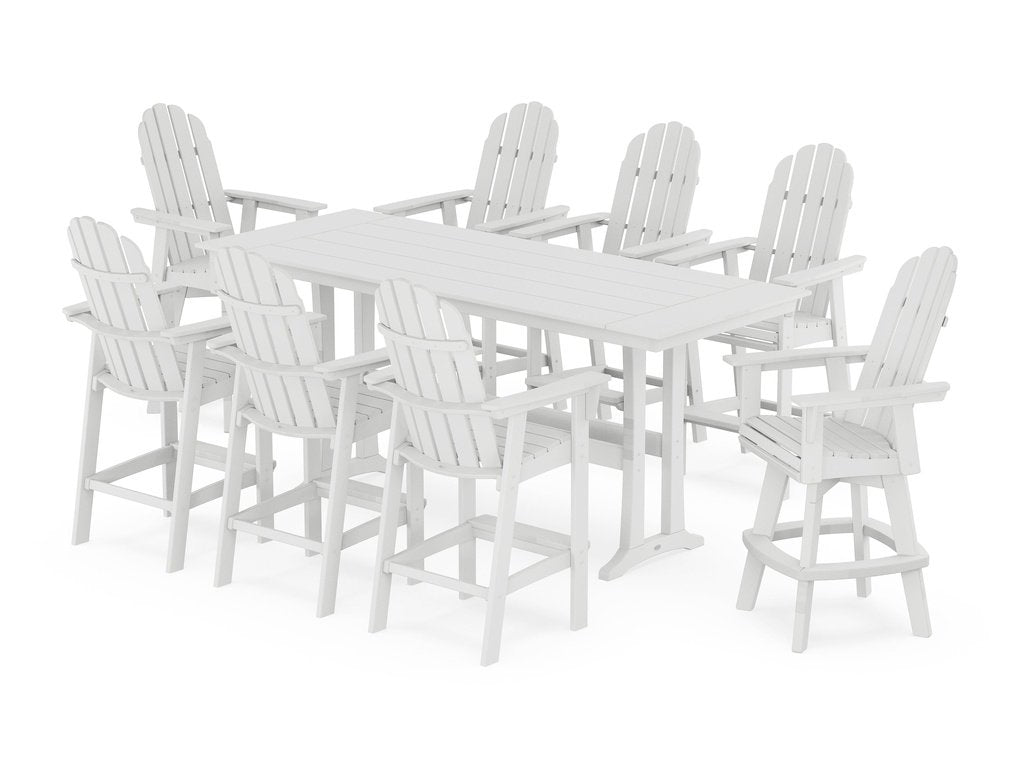 Vineyard Curveback Adirondack Swivel 9-Piece Farmhouse Bar Set with Trestle Legs Photo