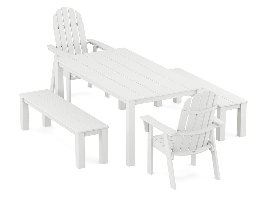 Vineyard Curveback Adirondack 5-Piece Parsons Dining Set with Benches Photo