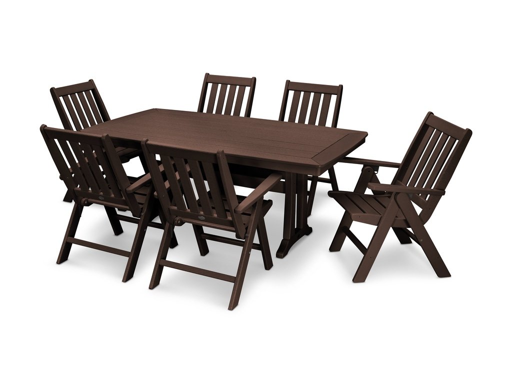 Vineyard Folding Chair 7-Piece Dining Set with Trestle Legs Photo