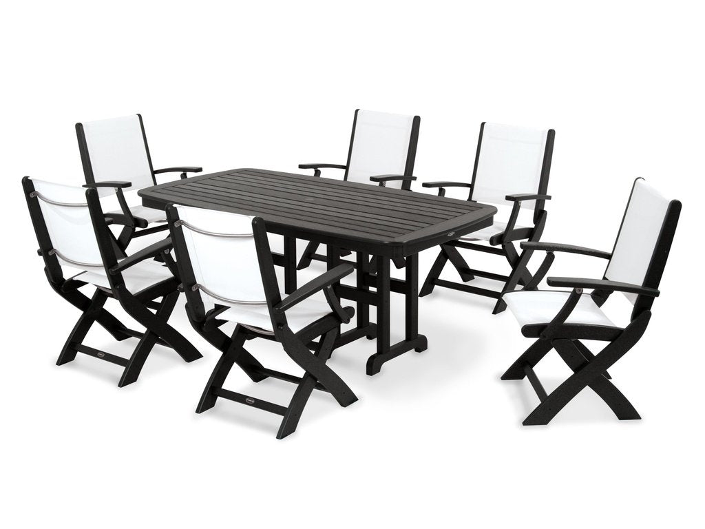 Coastal Folding Arm Chair 7-Piece Dining Set Photo