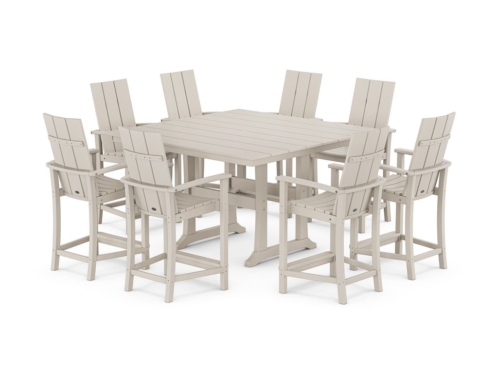 Modern Adirondack 9-Piece Farmhouse Trestle Counter Set Photo