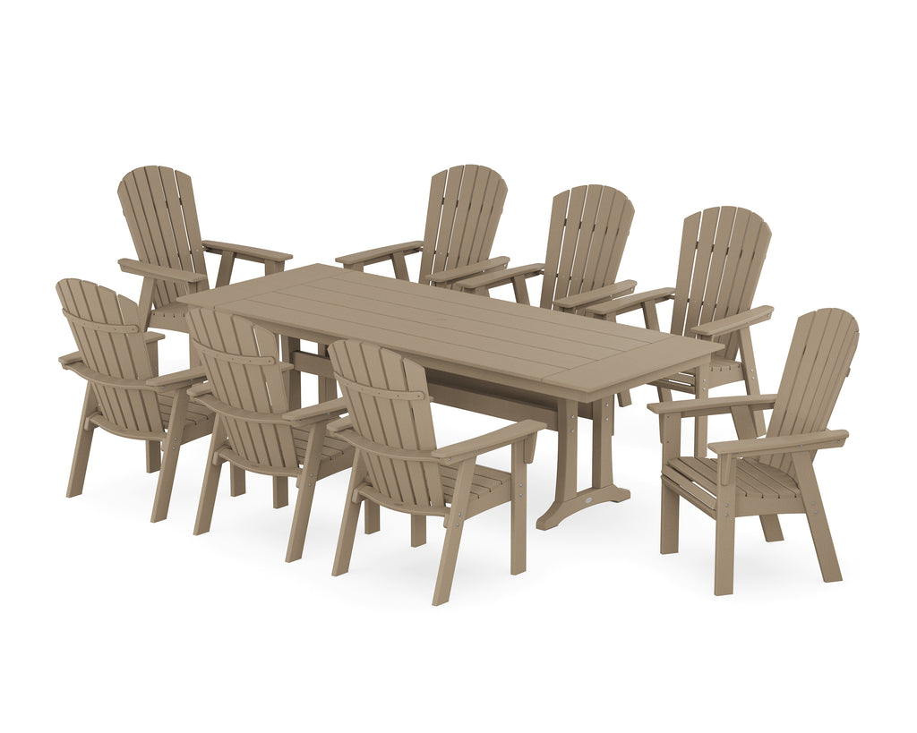 Nautical 9-Piece Curveback Adirondack Farmhouse Dining Set with Trestle Legs Photo