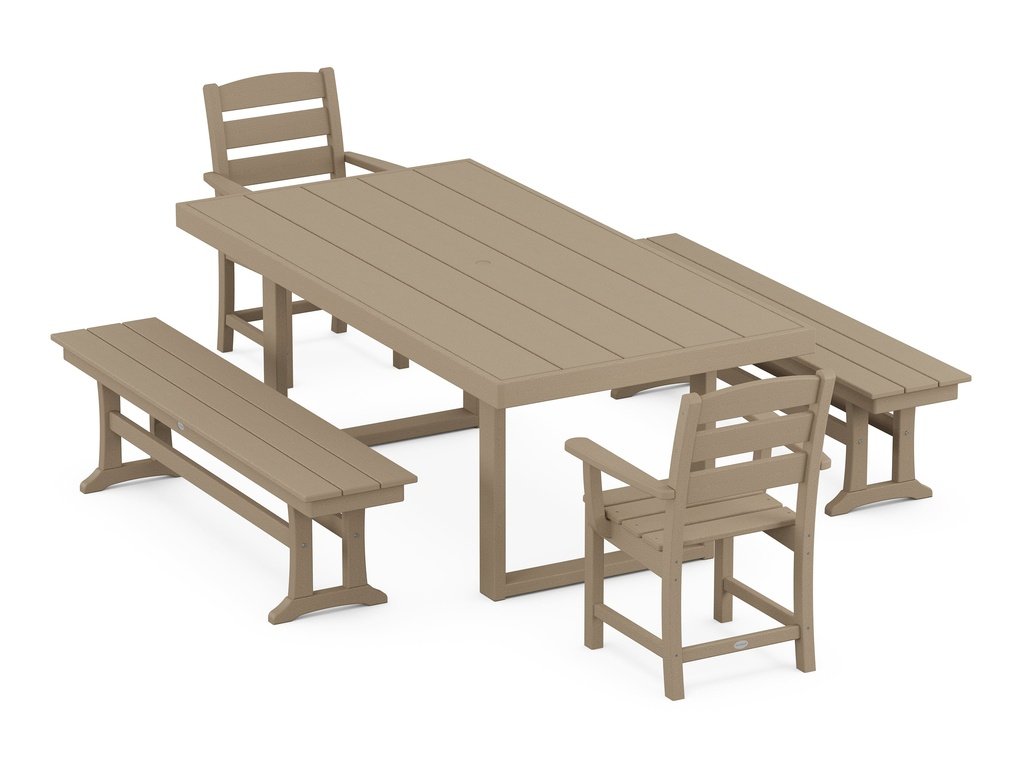 Lakeside 5-Piece Dining Set with Benches Photo