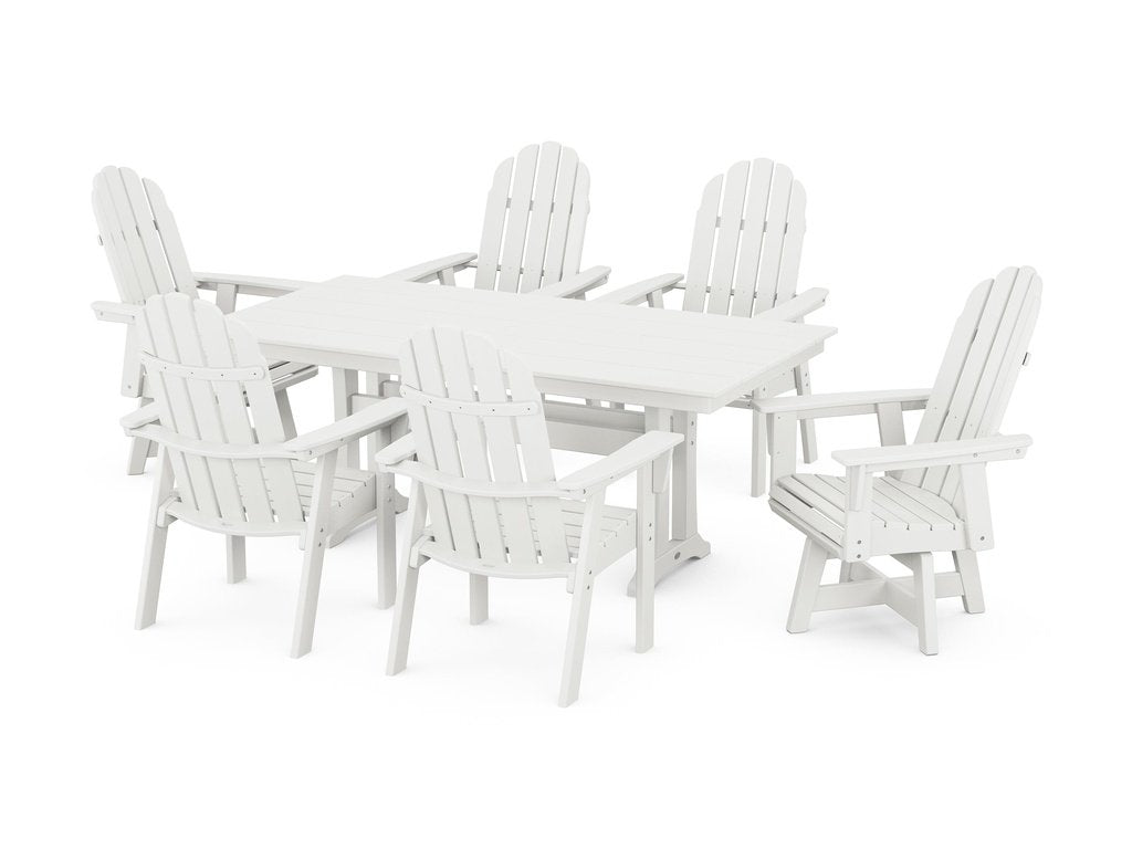 Vineyard Curveback Adirondack Swivel Chair 7-Piece Farmhouse Dining Set with Trestle Legs Photo