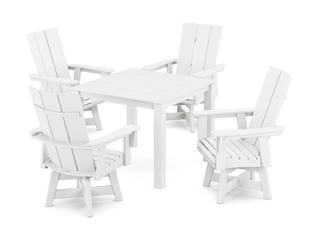 Modern Curveback Adirondack 5-Piece Parsons Swivel Dining Set Photo