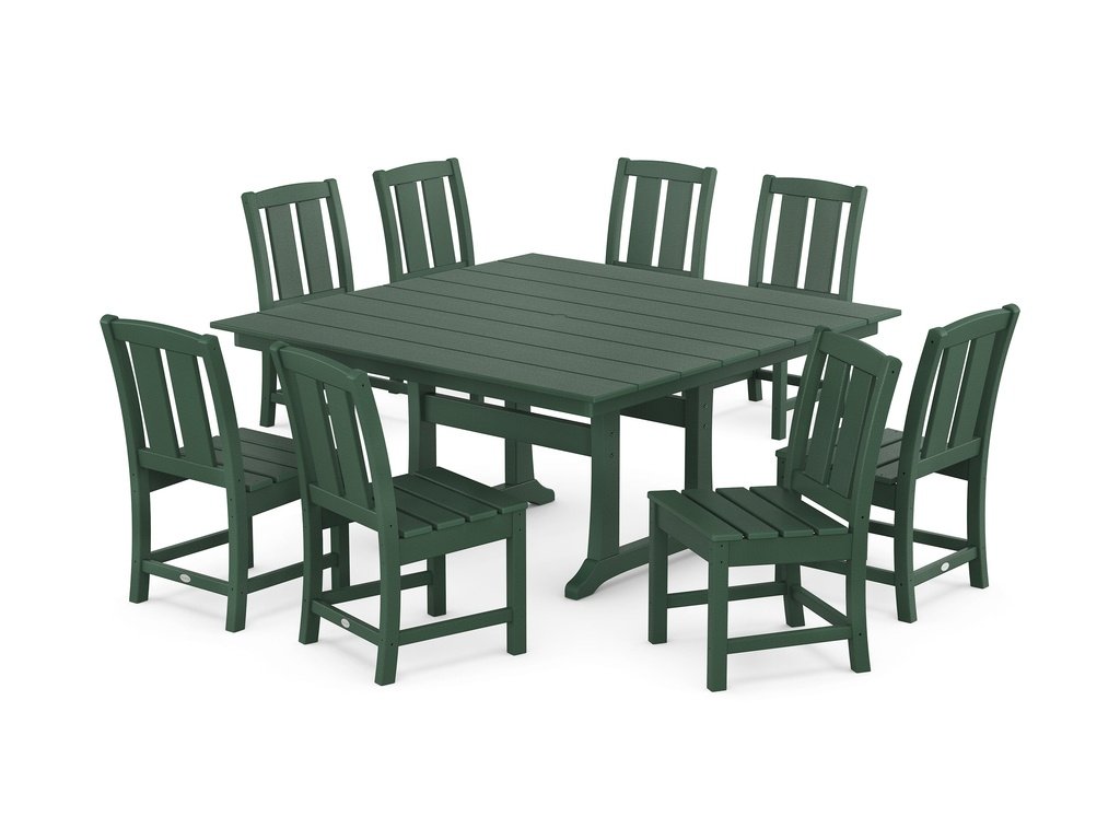 Mission Side Chair 9-Piece Square Farmhouse Dining Set with Trestle Legs Photo