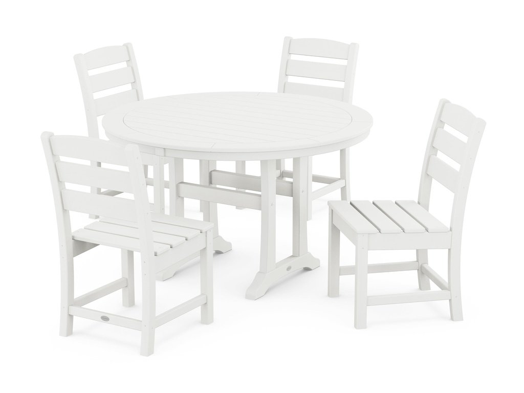 Lakeside Side Chair 5-Piece Round Dining Set With Trestle Legs Photo