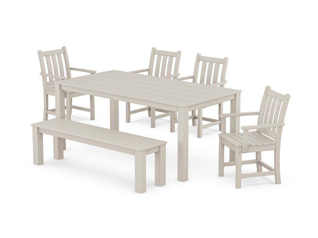 Traditional Garden 6-Piece Parsons Dining Set with Bench Photo