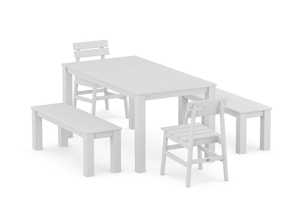 Modern Studio Plaza Chair 5-Piece Parsons Dining Set with Benches Photo