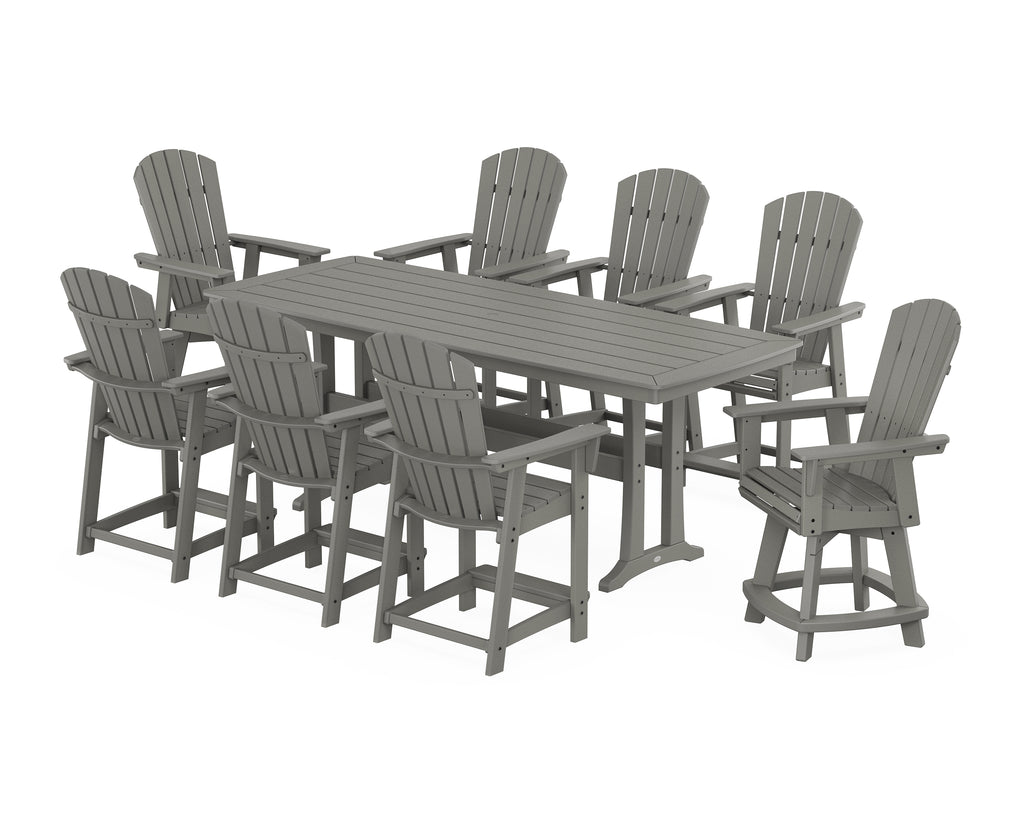 Nautical Curveback Adirondack Swivel 9-Piece Counter Set with Trestle Legs Photo