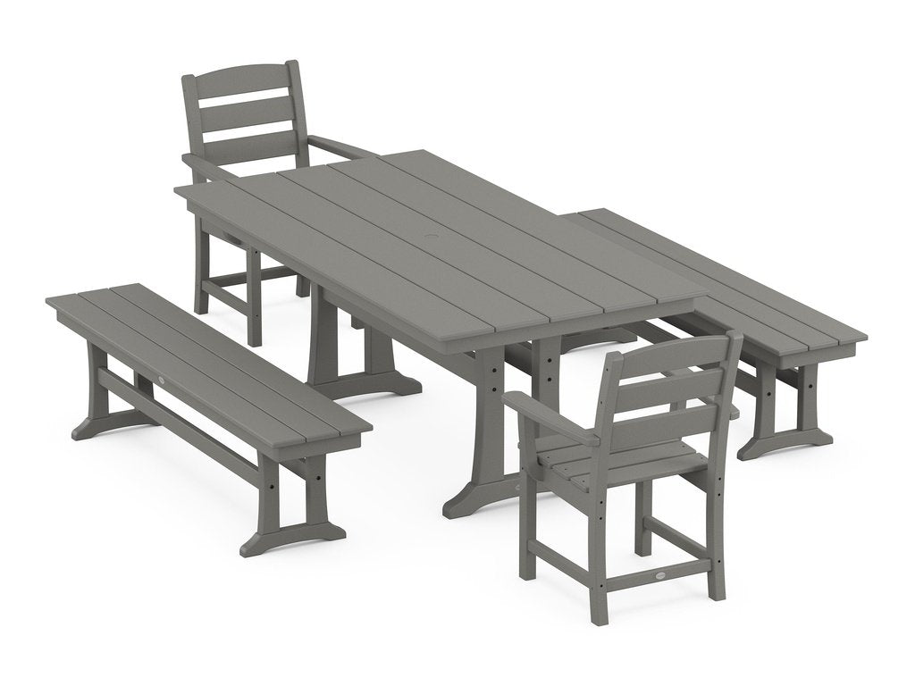 Lakeside 5-Piece Farmhouse Dining Set With Trestle Legs Photo