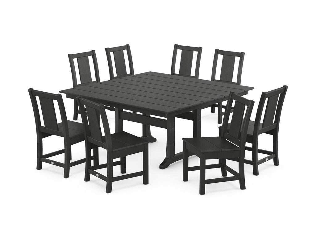 Prairie Side Chair 9-Piece Square Farmhouse Dining Set with Trestle Legs Photo