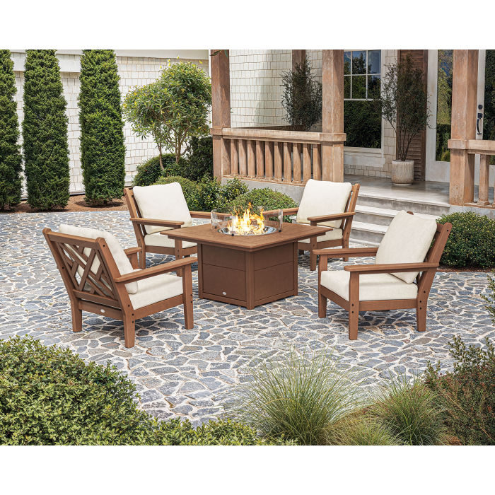 Chippendale 5-Piece Deep Seating Set with Firepit - Retreat Home Furniture