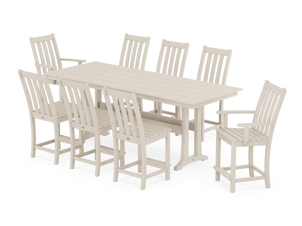 Vineyard 9-Piece Farmhouse Counter Set with Trestle Legs Photo