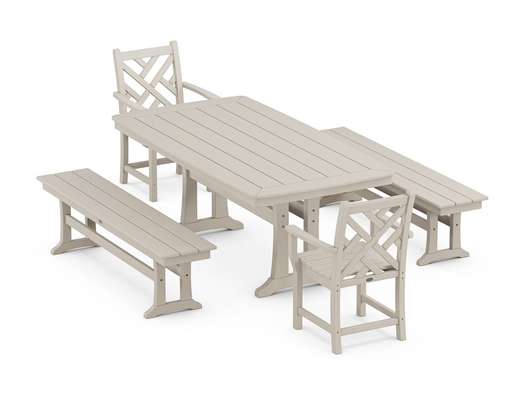 Chippendale 5-Piece Dining Set with Trestle Legs Photo