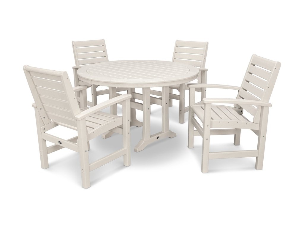 Signature 5-Piece Round Dining Set with Trestle Legs Photo