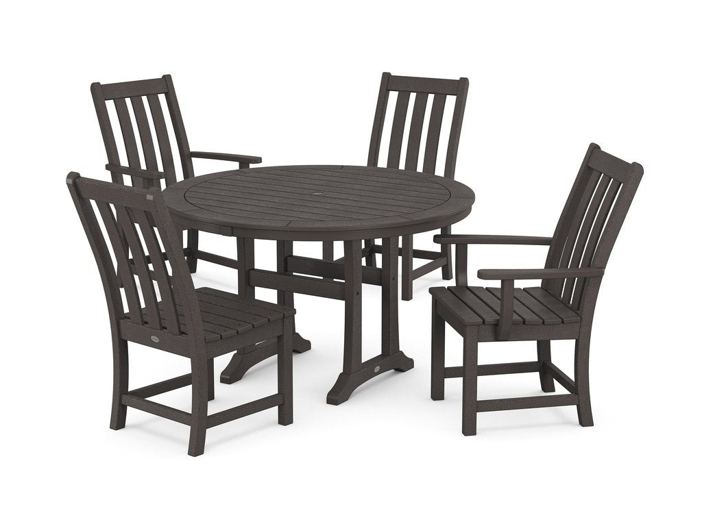 Vineyard 5-Piece Nautical Trestle Dining Set Photo