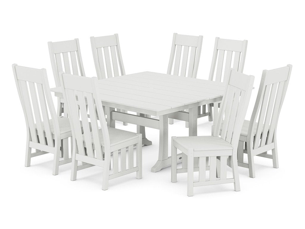 Acadia Side Chair 9-Piece Square Farmhouse Dining Set with Trestle Legs Photo