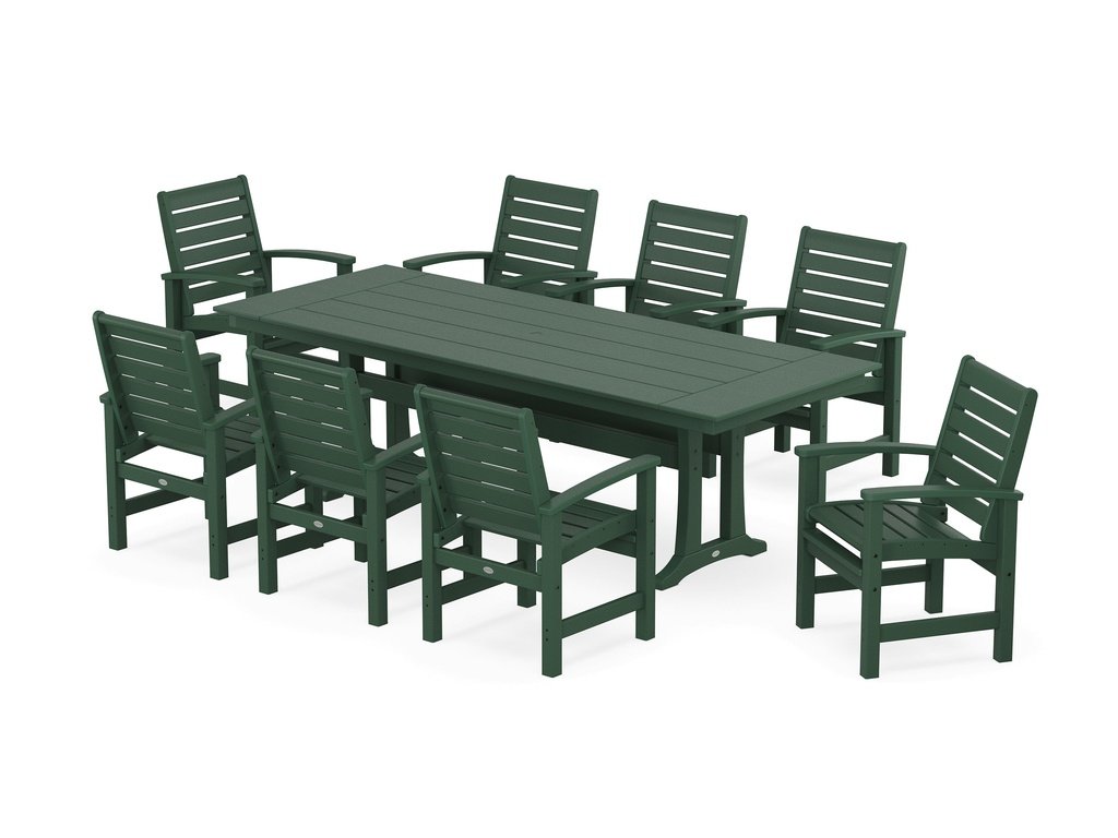 Signature 9-Piece Farmhouse Dining Set with Trestle Legs Photo