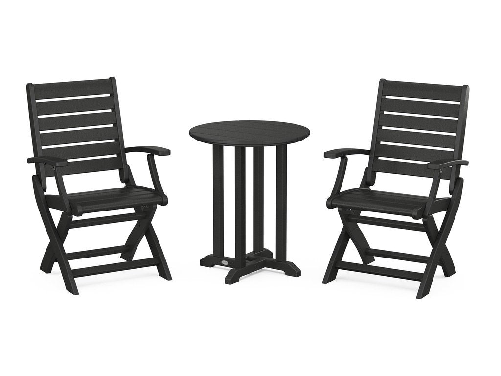 Signature Folding Chair 3-Piece Round Farmhouse Dining Set Photo