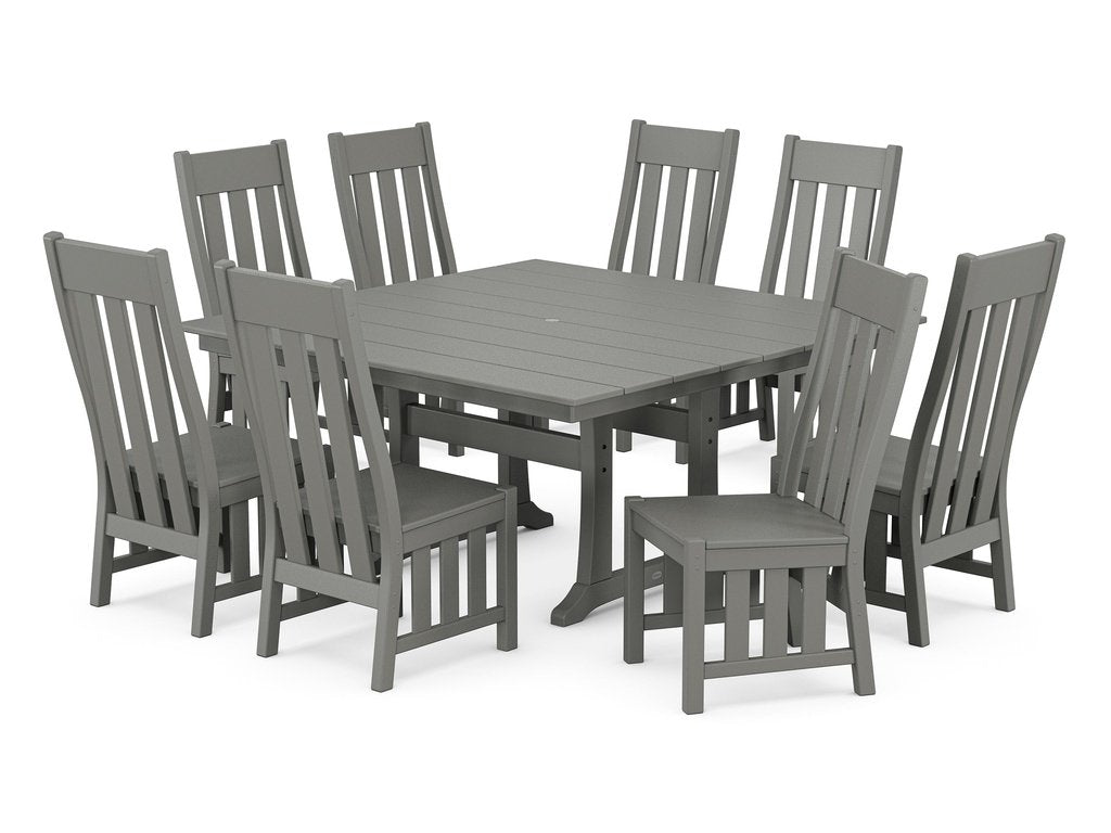 Acadia Side Chair 9-Piece Square Farmhouse Dining Set with Trestle Legs Photo