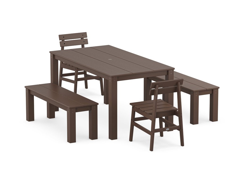 Modern Studio Plaza Chair 5-Piece Parsons Dining Set with Benches Photo