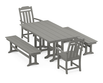 Country Living 5-Piece Farmhouse Dining Set with Benches Photo