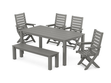 Captain Folding Chair 6-Piece Parsons Dining Set with Bench Photo