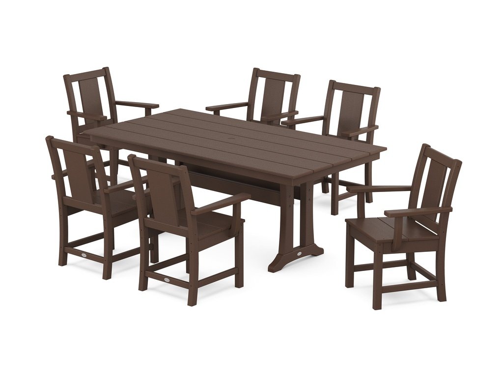 Prairie Arm Chair 7-Piece Farmhouse Dining Set with Trestle Legs Photo