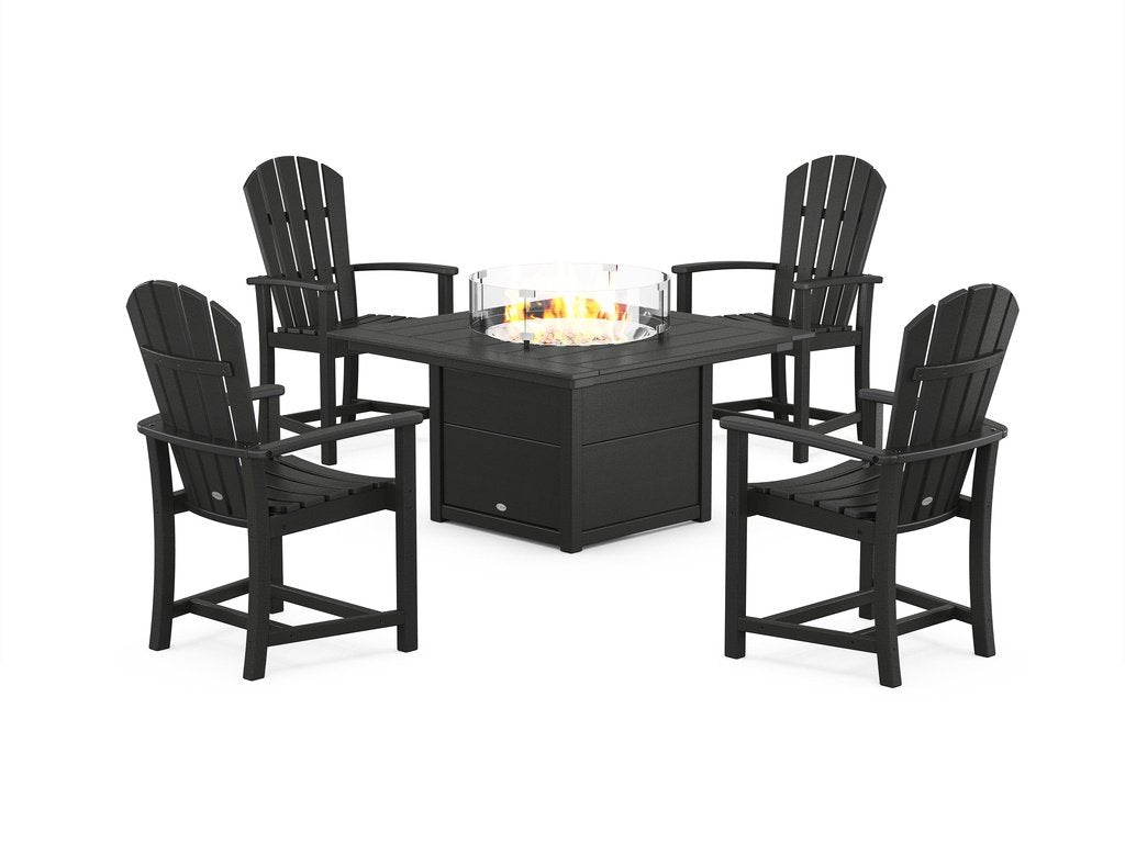 Palm Coast 4-Piece Upright Adirondack Conversation Set with Fire Pit Table Photo