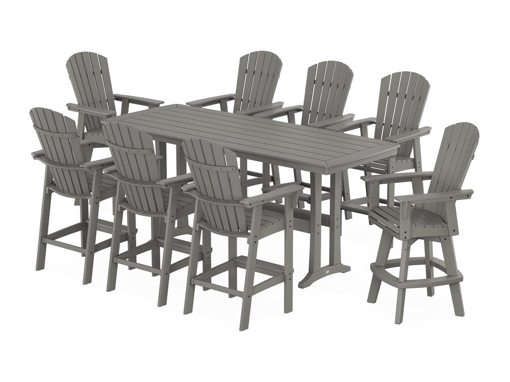 Nautical Curveback Adirondack Swivel 9-Piece Bar Set with Trestle Legs Photo