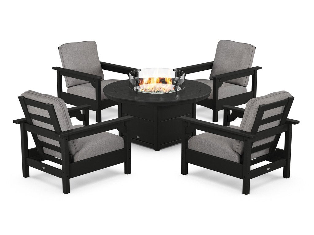 Club 5-Piece Conversation Set with Fire Pit Table Photo