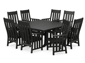 Acadia 9-Piece Square Farmhouse Dining Set with Trestle Legs Photo