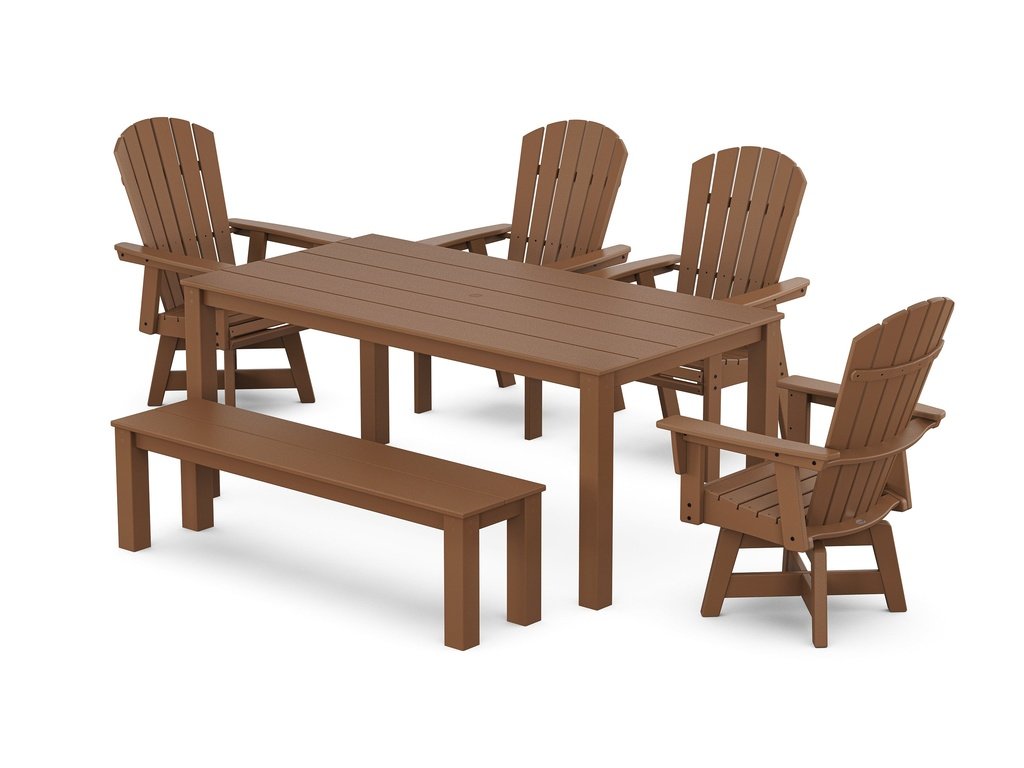 Nautical Curveback Adirondack Swivel 6-Piece Parsons Dining Set with Bench Photo