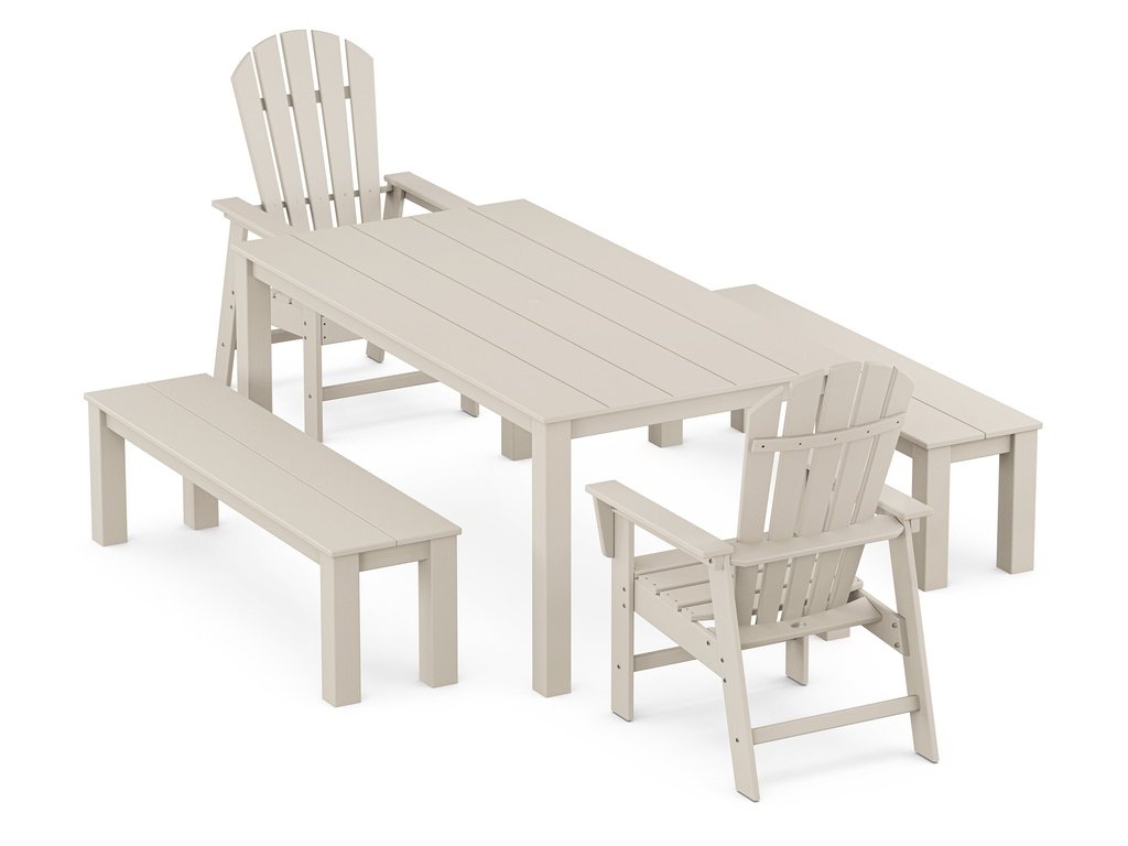 South Beach 5-Piece Parsons Dining Set with Benches Photo