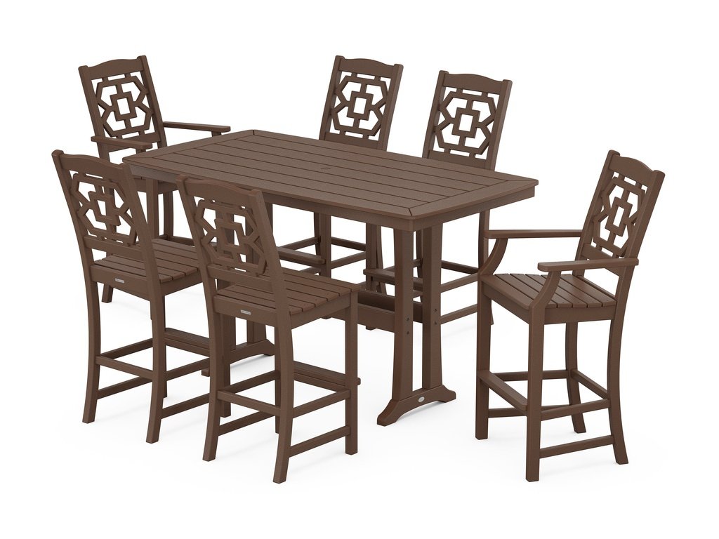 Chinoiserie 7-Piece Bar Set with Trestle Legs Photo