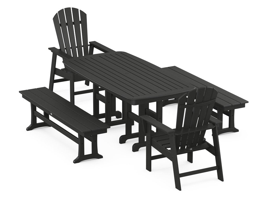 South Beach 5-Piece Dining Set with Benches Photo