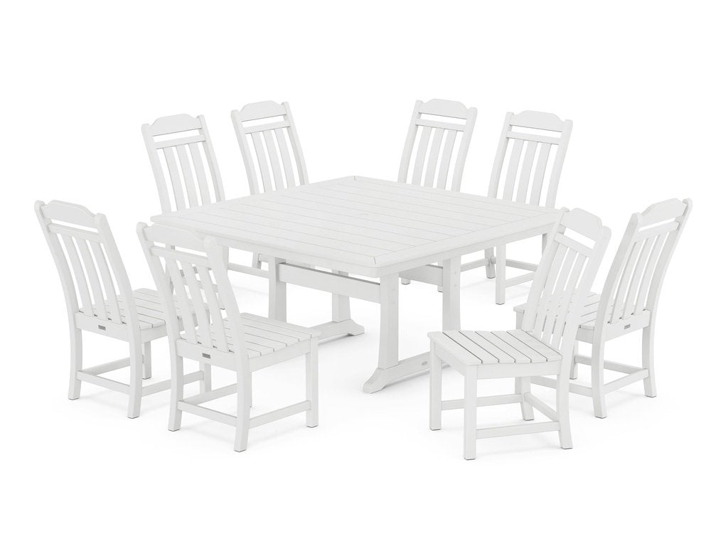 Country Living 9-Piece Square Side Chair Dining Set with Trestle Legs Photo