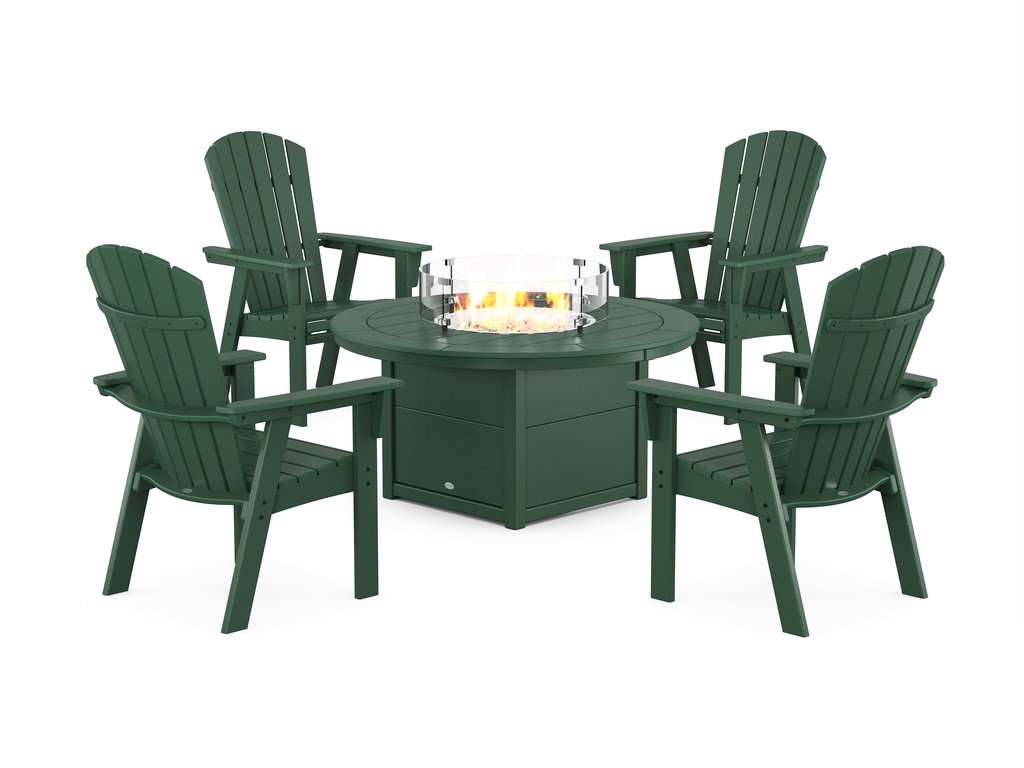 Nautical 4-Piece Curveback Upright Adirondack Conversation Set with Fire Pit Table Photo