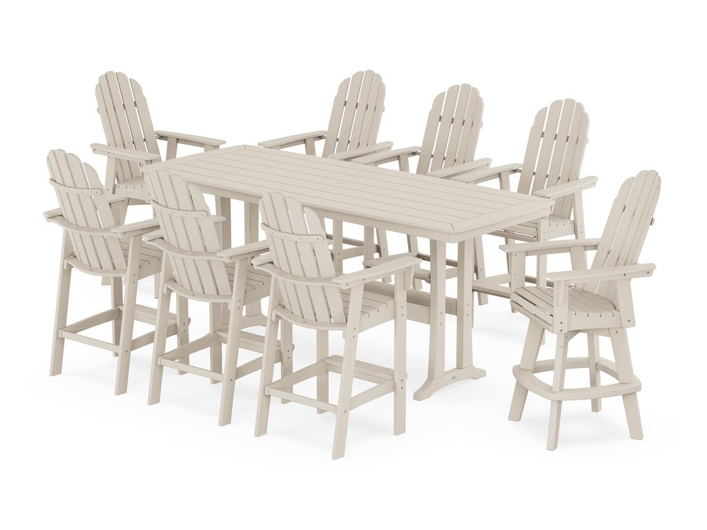 Vineyard Curveback Adirondack Swivel 9-Piece Bar Set with Trestle Legs Photo