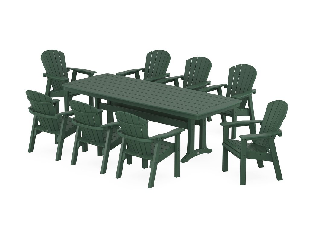 Seashell 9-Piece Dining Set with Trestle Legs Photo