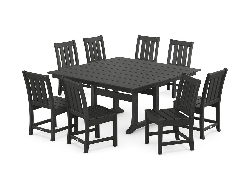 Oxford Side Chair 9-Piece Square Farmhouse Dining Set with Trestle Legs Photo