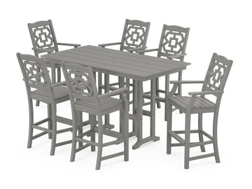 Chinoiserie Arm Chair 7-Piece Farmhouse Bar Set Photo