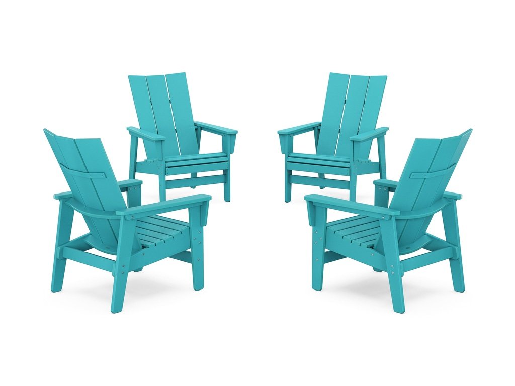 4-Piece Modern Grand Upright Adirondack Chair Conversation Set Photo