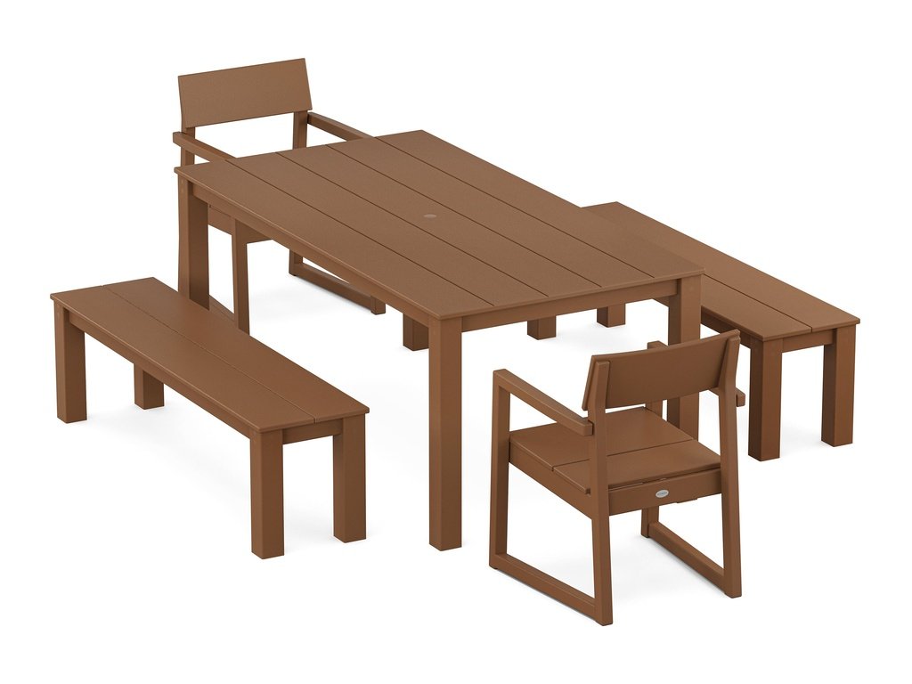 EDGE 5-Piece Parsons Dining Set with Benches Photo