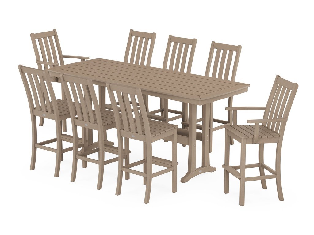 Vineyard 9-Piece Bar Set with Trestle Legs Photo