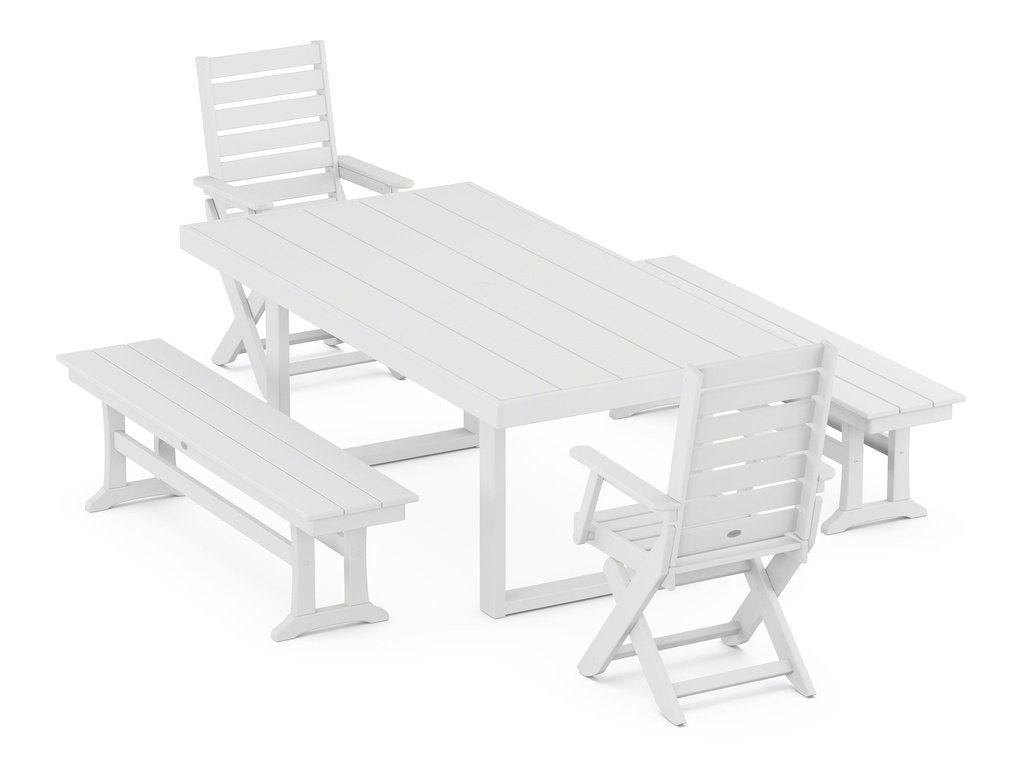 Captain Folding Chair 5-Piece Dining Set with Benches Photo